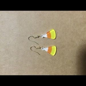 Handmade acrylic candy corn earrings